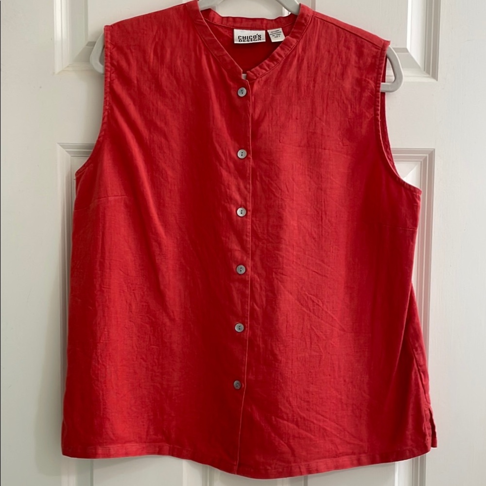 Chicos burnt orange/sienna Linen Tunic Top